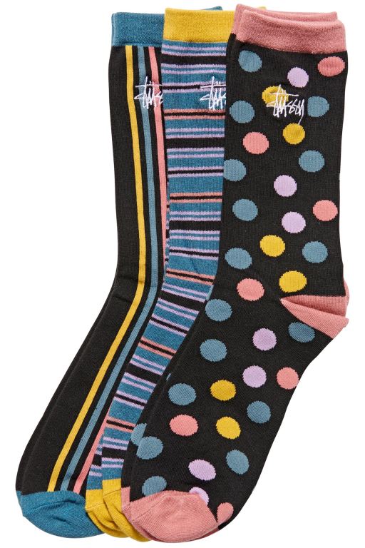 Stussy Womens Graffiti Pattern (3 Pack) Socks Orange - BUDTJ7986